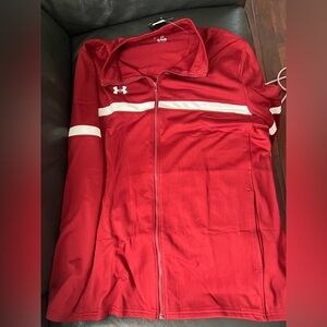 Under Armour Men's Burgundy Full Zip Knit Warm Up Team Jacket  Size By XL NWT